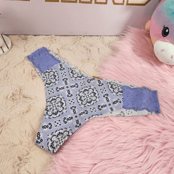 NWT VS PINK Blue Gray Thong: XXL Chic Comfort!  NWT - Picture 1 of 3